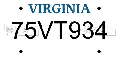 75VT934 Virginia License Plate