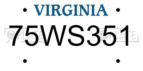 75WS351 Virginia License Plate