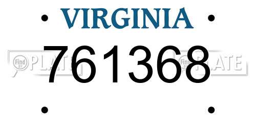 761368 Virginia License Plate