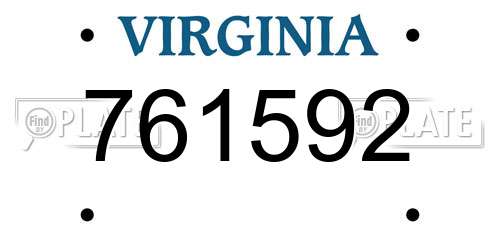 761592 Virginia License Plate