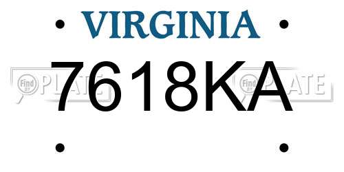 7618KA Virginia License Plate