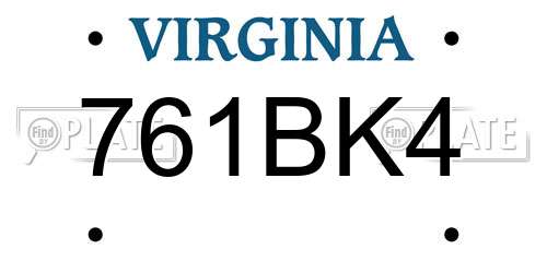 761BK4 Virginia License Plate
