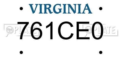 761CE0 Virginia License Plate