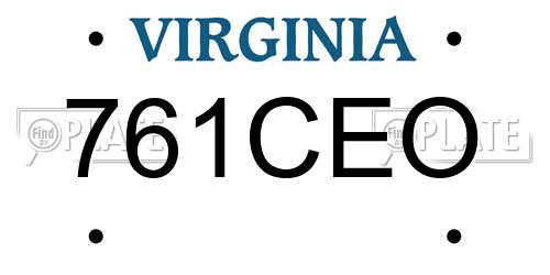 761CEO Virginia License Plate