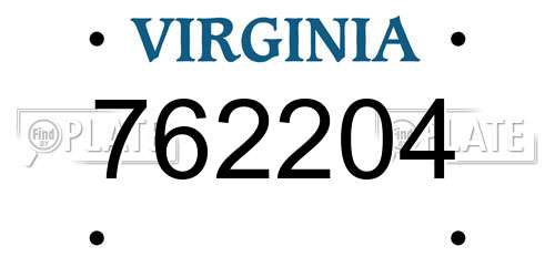 762204 Virginia License Plate