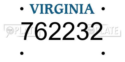 762232 Virginia License Plate