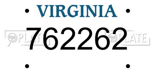 762262 Virginia License Plate
