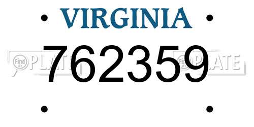 762359 Virginia License Plate