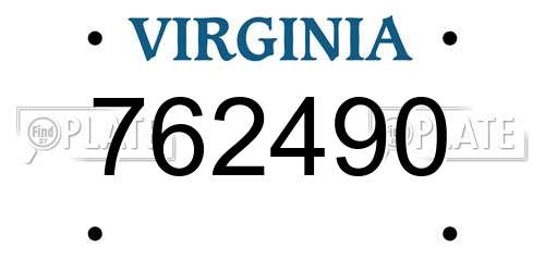762490 Virginia License Plate