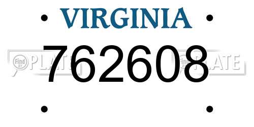 762608 Virginia License Plate
