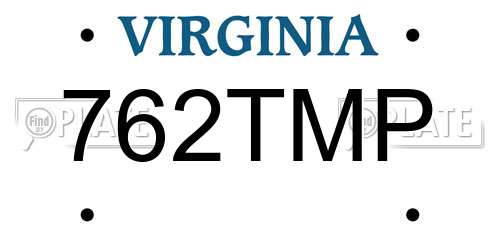762TMP Virginia License Plate