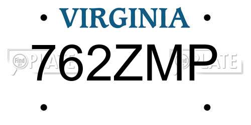 762ZMP Virginia License Plate