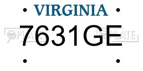 7631GE Virginia License Plate