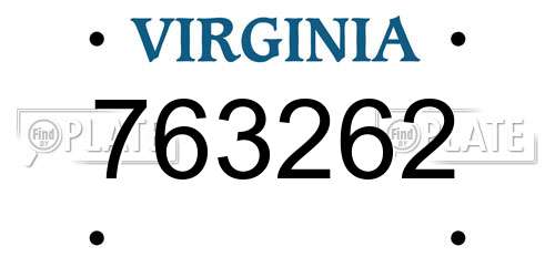 763262 Virginia License Plate