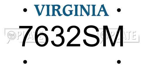 7632SM Virginia License Plate
