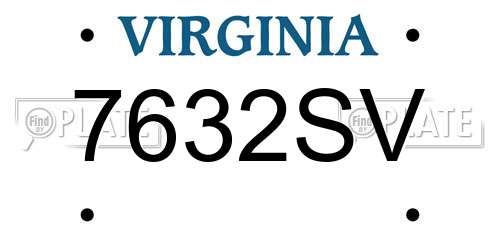 7632SV Virginia License Plate