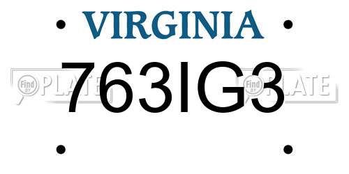 763IG3 Virginia License Plate