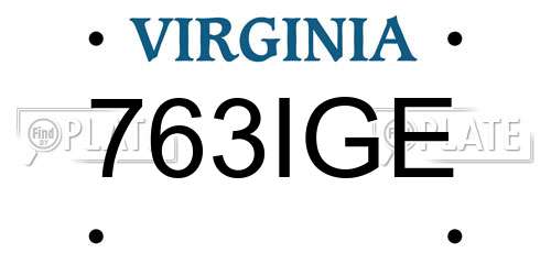 763IGE Virginia License Plate