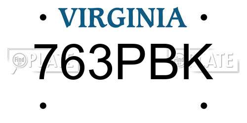 763PBK Virginia License Plate