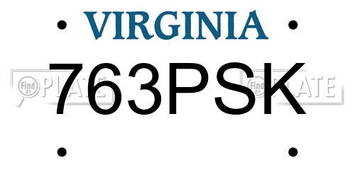 763PSK Virginia License Plate