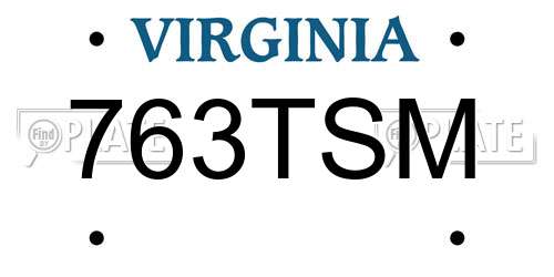 763TSM Virginia License Plate