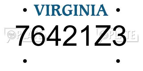 76421Z3 Virginia License Plate