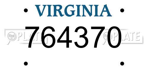 764370 Virginia License Plate