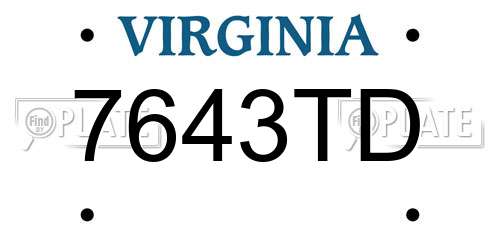 7643TD Virginia License Plate