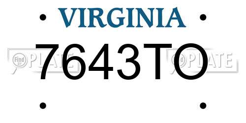 7643TO Virginia License Plate