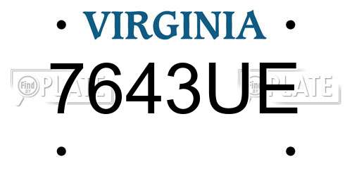 7643UE Virginia License Plate