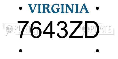 7643ZD Virginia License Plate