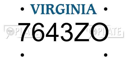 7643ZO Virginia License Plate