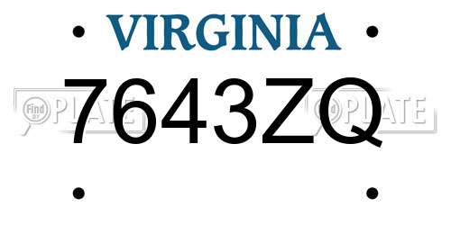 7643ZQ Virginia License Plate