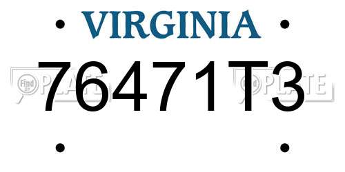 76471T3 Virginia License Plate