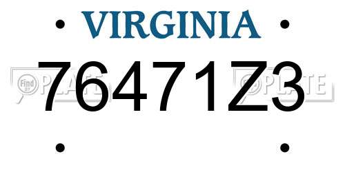 76471Z3 Virginia License Plate