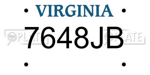 7648JB Virginia License Plate