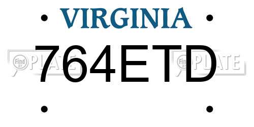 764ETD Virginia License Plate