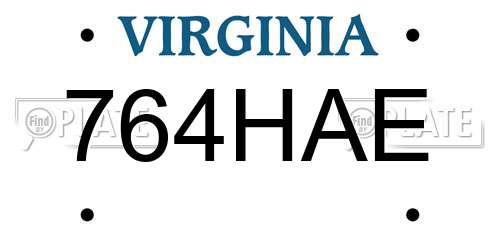 764HAE Virginia License Plate