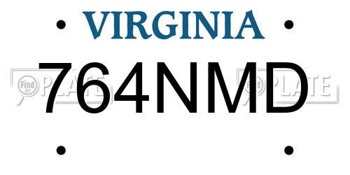 764NMD Virginia License Plate