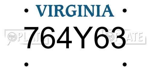 764Y63 Virginia License Plate