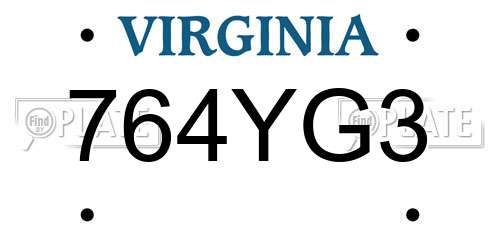 764YG3 Virginia License Plate