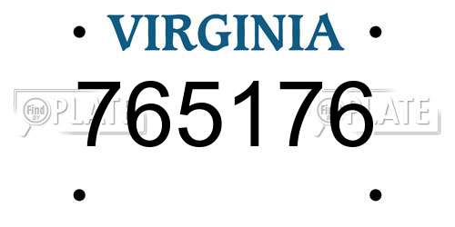 765176 Virginia License Plate