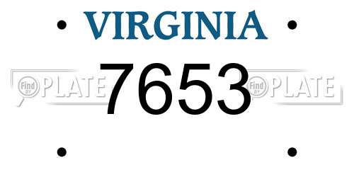 7653 Virginia License Plate