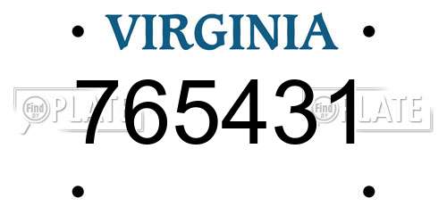 765431 Virginia License Plate