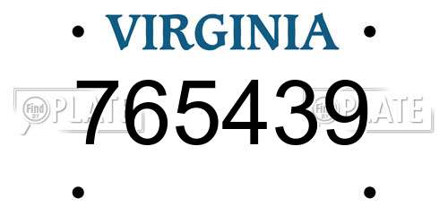 765439 Virginia License Plate