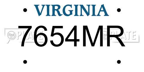 7654MR Virginia License Plate