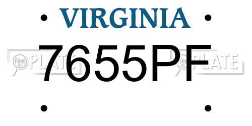 7655PF Virginia License Plate