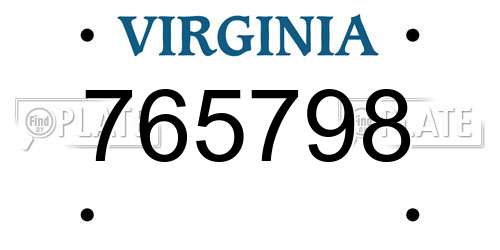 765798 Virginia License Plate