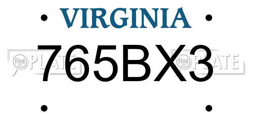 765BX3 Virginia License Plate