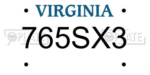765SX3 Virginia License Plate